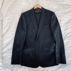 Zara Men Black Suit w/ Satin Trim